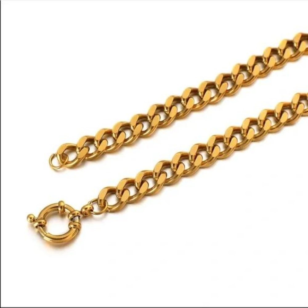 CHUNKY CHAIN 18K GOLD CHOKER NECKLACE, NICE NECKLACE, CUTE NECKLACE - Picture 8 of 9